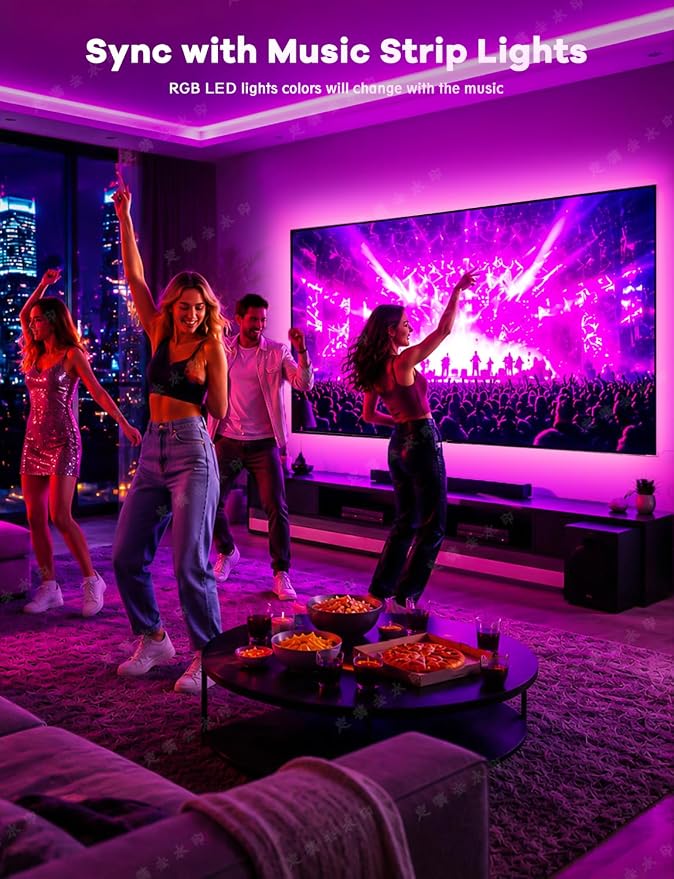 MATICOD LED Lights for TV, 13.1ft TV Lights for 45-60in, Music Sync Color Changing Tv Backlight with Bluetooth Smart App Remote Control, USB Powered RGB 5050 RGB Strip Light for Xmas Decor