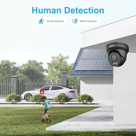 Anpviz 4MP PoE Camera Black, Full Metal Turret Security IP Camera Outdoor Wired, AI Human Motion Detection, Smart Dual Light Color Night Vision, Built-in Mic, 2.8mm Lens, NDAA, IPC-D3B43B-S (U Series)