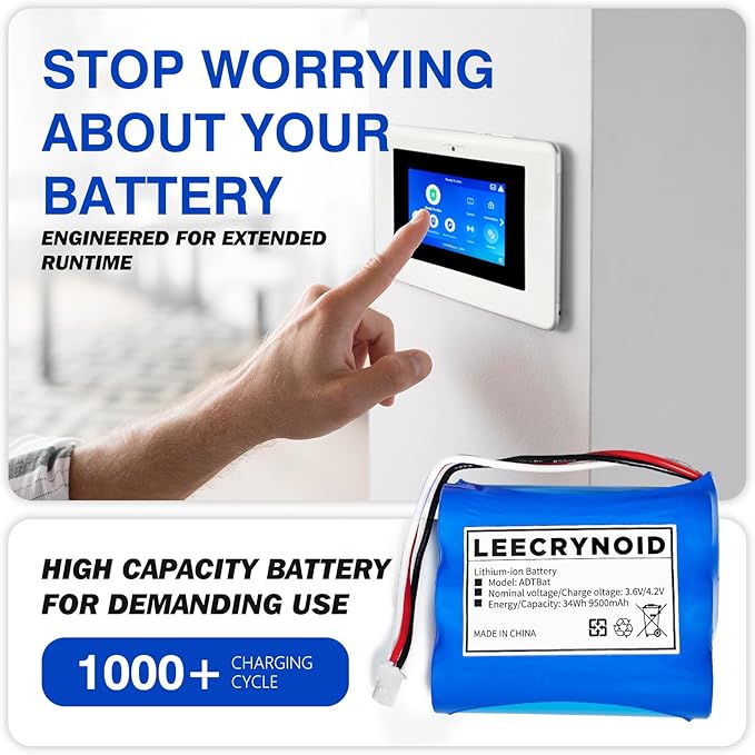 9500mAh 3.6V Replacement Battery 300-10186 for ADT Command Smart Security Panel ADT5AIO-1 ADT5AIO-2 ADT5AIO-3 ADT7AIO-1, Honeywell ADT 2X16 AIO Home Security System Keypad ADT2X16AIO-1 ADT2X16AIO-2