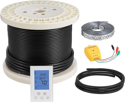 VEVOR 100 sqft Underfloor Heating Cable Kit, 120V Electric Radiant Heated Floor System, with Smart Control Thermostat & Alarm, Easy Installation for Tile, Stone, Vinyl, Home Improvement