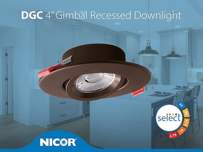 DGC 4-inch Oil-Rubbed Bronze Selectable Canless Adjustable Gimbal LED Recessed Downlight (DGC43120SRDOB)