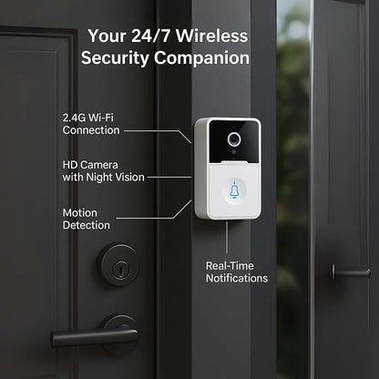 Doorbell Camera – Wireless Doorbell with Camera for Home, Battery Operated, 2-Way Audio & Motion Detector, Video Doorbell Chime