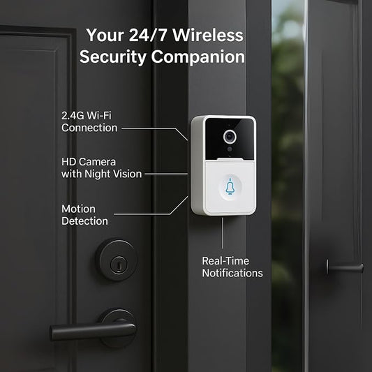 Doorbell Camera – Wireless Doorbell with Camera for Home, Battery Operated, 2-Way Audio & Motion Detector, Video Doorbell Chime