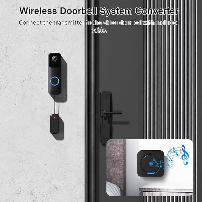 Wireless Doorbell Chime Extender - Compatible with Blink Video Doorbell, Easy Setup, 110 dB Loud Alarm (1 Video Doorbell Extender 1 Receiver）