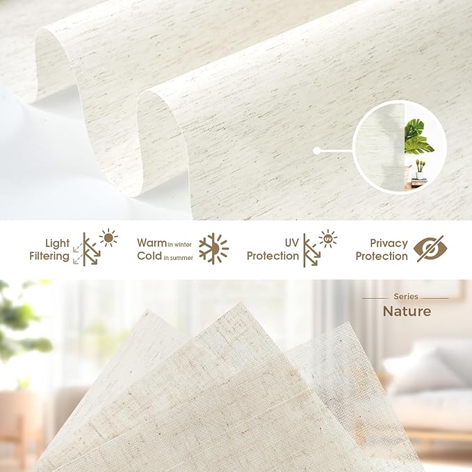 HeyBlinds Motorized Blinds with Remote, Smart Roller Shades with App & Voice Control, Work with Alexa Google HomeKit, Light Filtering Custom Window Shades for Living Room Office (Nature-Oat Milk LF)