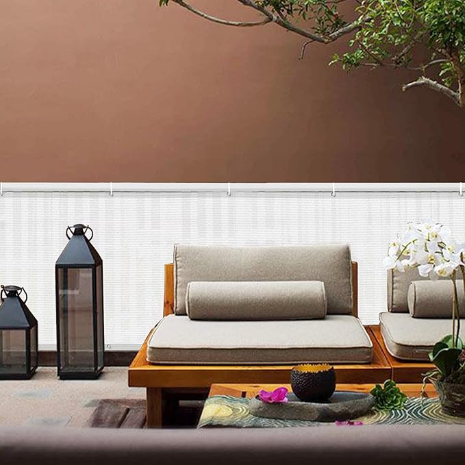 LOVE STORY Balcony Privacy Screen, 3'x8' Deck Shield Screen Fence Cover,UV Protection and Weather-Resistant,3 FT Height for Deck, Patio, Backyard, Outdoor Pool, Porch, Railing, White