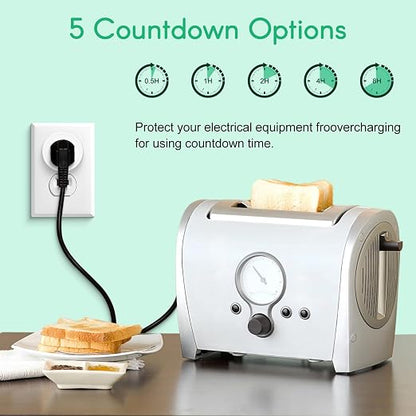 NineLeaf Remote Control Outlet, 500FT Plug in Light Switch, No Wi-Fi Programmable Timer Mini Socket, Easy Wireless On/Off Switch for Christmas Lights, Hard-to-Reach Appliances,2Remotes 3Outlets