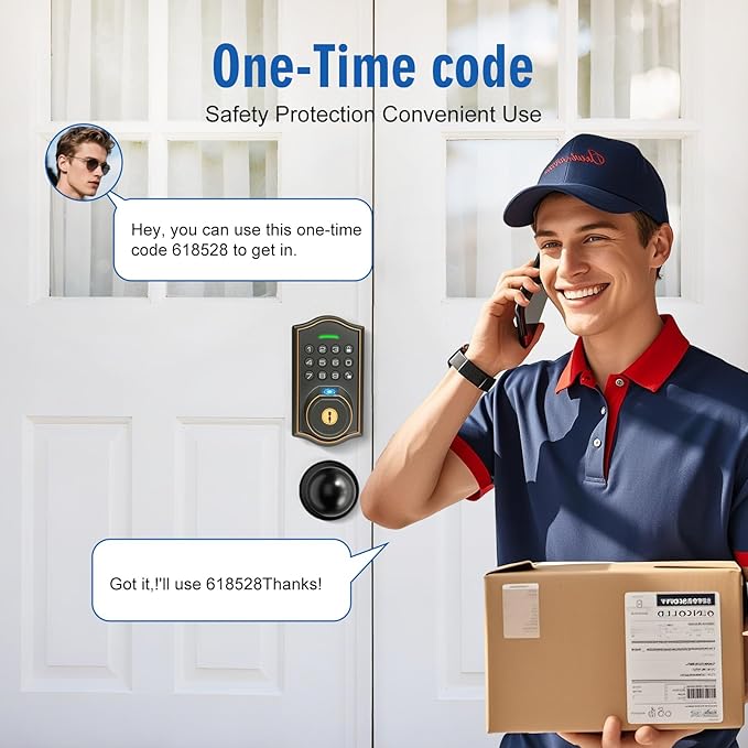 Fingerprint Smart Locks for Front Door with Handle Set,Smart Locks for Front Door,Keyless Entry Keypad Deadbolt, App Control,with 2 Knob,Anti-Peek Password,Easy Install,Auto Lock,Satin Nickel
