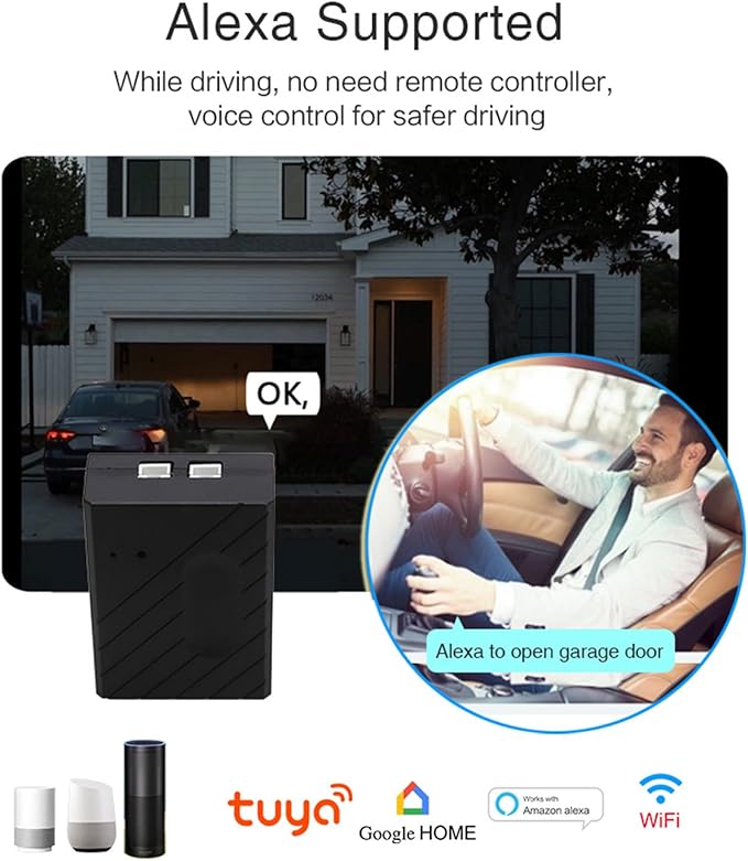 WEGART WiFi Garage Door Controller CK400A,2.4GHz Tuya APP Control Compatible with Alexa Echo Google Home Remotely Control The Garage Door and Keep Track of The Dynamics in Real Time