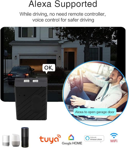 WEGART WiFi Garage Door Controller CK400A,2.4GHz Tuya APP Control Compatible with Alexa Echo Google Home Remotely Control The Garage Door and Keep Track of The Dynamics in Real Time