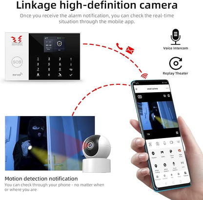 LWOHSI Wireless Alarm System,DIY 4G/WiFi Home Security Systems,Phone APP Alert,Door/Window and Motion Sensors,120 dB Siren,SOS Emergency Button,Compatible with Alexa and Google,No Contract Fee