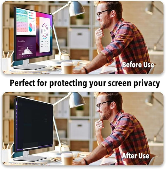32 Inch Acrylic Hanging Privacy Screen Filter, Removable Anti-Peep Shield For 16:9 Widescreen Monitor, Anti Glare Blue Light Blocking Computer Monitor Privacy Protector