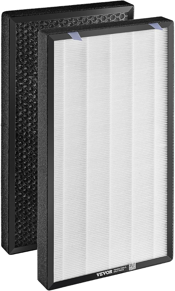 VEVOR Air Purifier Replacement Filter, H13, 2-in-1 Compact & Lightweight Replacement Filter with Non-Woven Fabric, Easy-to-Install Purifier Filter with Activated Carbon, Fit for Square Purifier
