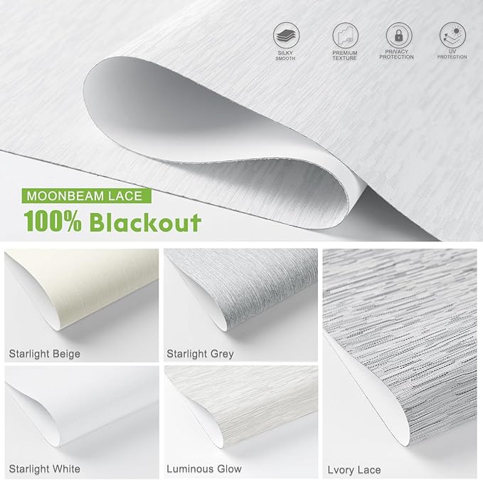 Motorized Blinds with Remote，100% Blackout Smart Blinds Motorized Roller Shades Compatible with Alexa Automatic Blinds for Windows Electric Window Blinds Customized Size Moonbeam Lace