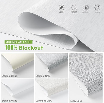 Motorized Blinds with Remote，100% Blackout Smart Blinds Motorized Roller Shades Compatible with Alexa Automatic Blinds for Windows Electric Window Blinds Customized Size Moonbeam Lace