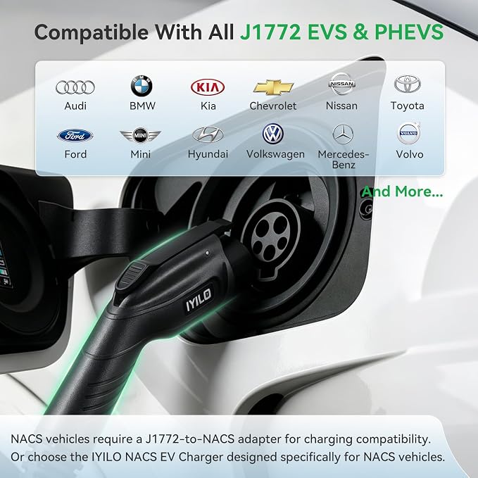 Upgraded Version Level 2 EV Charger, 40A /9.6KW or 48A/11.5KW