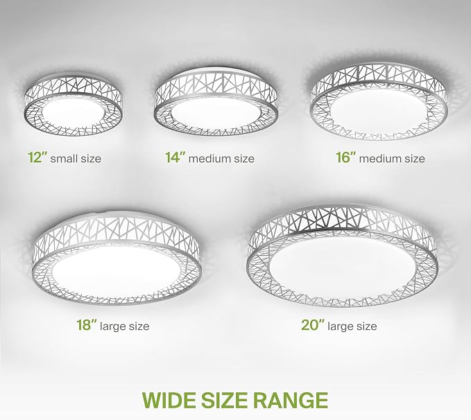 ASD 12 Inch LED Flush Mount Ceiling Light Fixture for Bedroom, 20W 1130LM 5CCT 2700K-5000K, Triac Dimmable Lights, Dining, Living Room, Kitchen Lamps, Modern Home Lighting Fixtures, Nickel, ETL