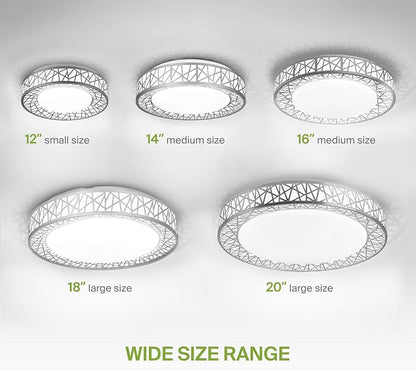 ASD 12 Inch LED Flush Mount Ceiling Light Fixture for Bedroom, 20W 1130LM 5CCT 2700K-5000K, Dimmable Lights, Dining, Living Room, Kitchen Lamps, Modern Home Lighting Fixtures, Nickel, ETL, 4 Pack