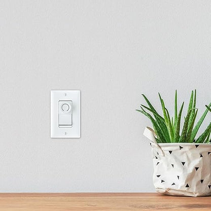 Legrand Pass & Seymour 450W Deco Rotary Preset LED Dimmer Light Switch, For Home Lighting & Ambient Mood Control, Dimmable LED & CFL Bulbs, 3-Way, DRCL453PWV, White, 1 Count