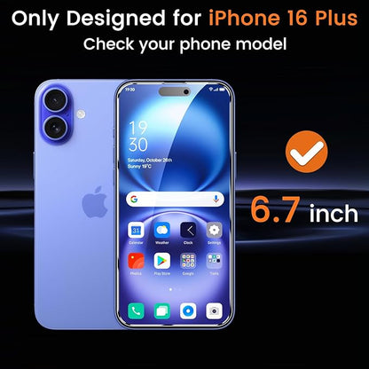 Lesakit 4+4 Pack Privacy Screen Protector for iPhone 16 Plus 6.7-Inch with 4 Pack Camera Lens Protector, Anti Spy Tempered Glass Film 9H Hardness Case Friendly