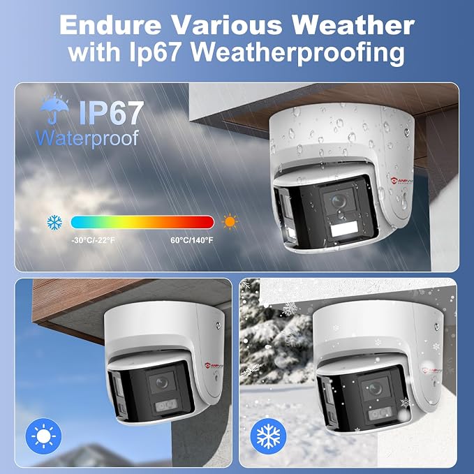 Anpviz 4K/8MP PoE Dual Lens Security Camera Outdoor 180 Degree Wide Angle