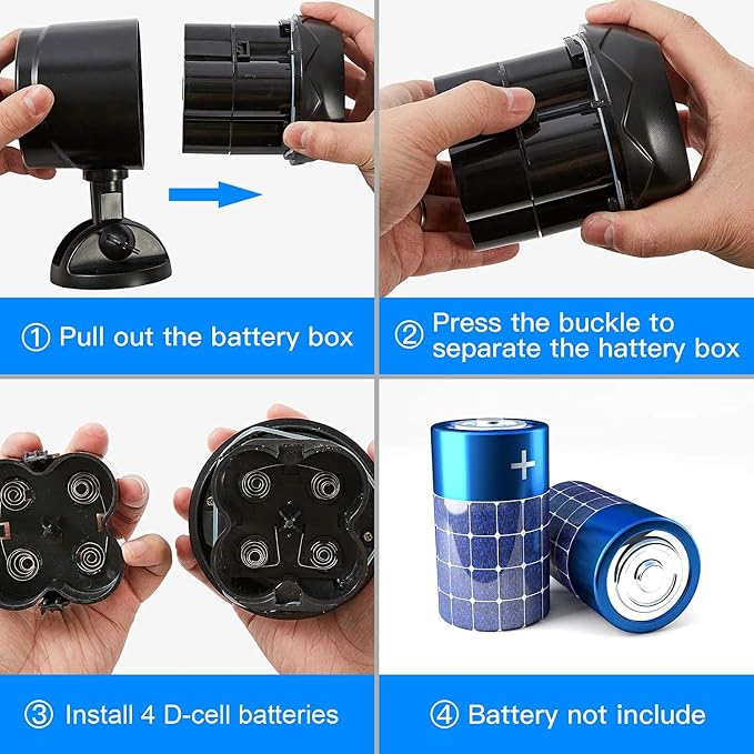 Outdoor Motion Sensor Light Battery Operated, IP65 Waterproof Ultra Bright Motion Sensor Outdoor Lights Head Adjustable with 8W 600 Lumen 6000K 4LEDs for Garage Yard Porch and Patio (1 Pack)