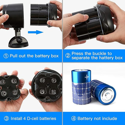 Outdoor Motion Sensor Light Battery Operated, IP65 Waterproof Ultra Bright Motion Sensor Outdoor Lights Head Adjustable with 8W 600 Lumen 6000K 4LEDs for Garage Yard Porch and Patio (1 Pack)