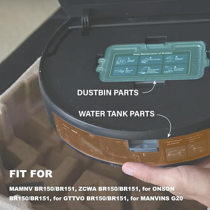 Robot Vacuum Replacement Parts Fit For MAMNV BR150/BR151, for ZCWA BR150/BR151, for ONSON BR150/BR151, for GTTVO BR150/BR151, for MANVINS G20 (10PC-Dustbin& HEPAFilter& SideSweep)