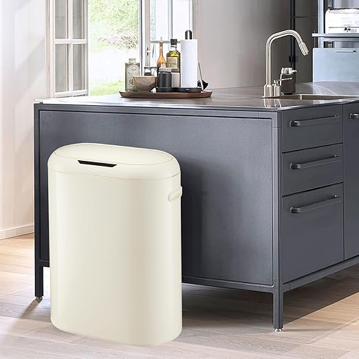 Garvee 13 Gallon Automatic Sensor Trash Can with Motion Activated Lid - Touchless Kitchen & Bathroom Garbage Bin, Battery Powered Smart Can for Office/Bedroom (50L Capacity)