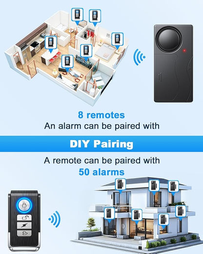 Wireless Door Alarm, 110dB Loud Door Chimes When Door Opens - Door Sensor Alarm with Remote, Battery Operated, for Home Security, Kids Safety, Dementia, Windows(2 Pack)