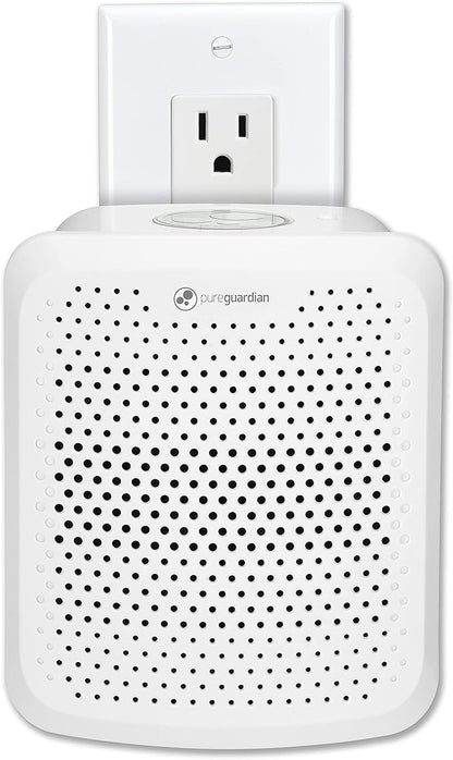 PureGuardian AP201W Pluggable Air Purifier with Nightlight, Odor-Eliminating Aromatherapy Essential Oil Pad Included, 7-in Pluggable Air Purifier, White