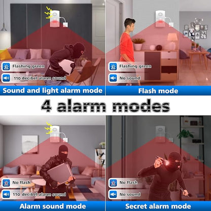 WiFi Motion Sensor Alarm: Smart PIR Motion Detector Alert with 110dB Siren & App Alerts, Tuya App for Remote Arm/Disarm, 4 Alarm Modes Home Security System Compatible with Alexa/Google Assistant