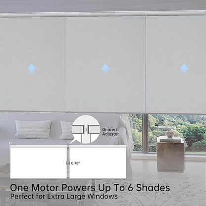 Motorized Coupled Shades, Blackout Smart Blinds for Large Windows Automatic Blinds Compatible with Alexa, Motorized Roller Shades Customized for Bedroom Home Office(Blackout-Vinyl Smoky Grey)