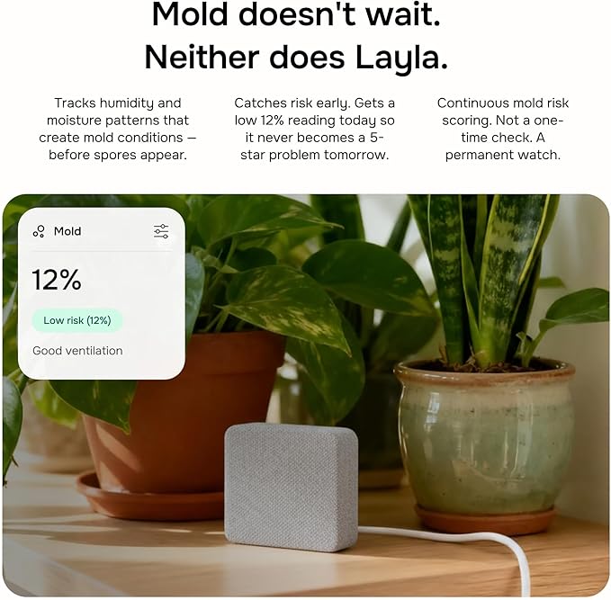 WiFi CO2 Detector & VOC Air Quality Monitor — Smart Indoor Tester with App Alerts, LED Display, Temp & Humidity Tracker for Home, Office, Bedroom & Airbnb (Alexa & Google Home)