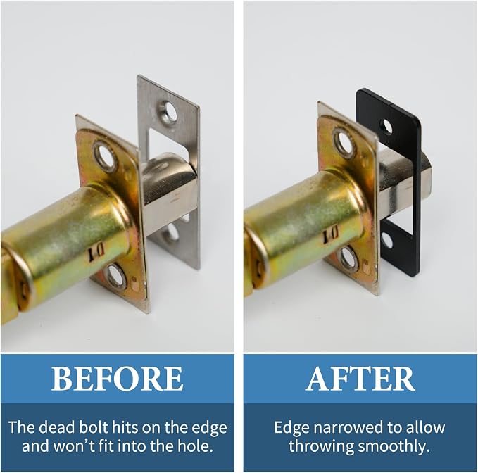 Deadbolt Restorer Strike Plate Narrow Side and Large Hole, 1 Pack | Fix Latch Misalignment/Sticking/Jamming, 2-1/4"H x 1"W, 1-5/8” Screw Hole Spacing, Ideal for Common/Electronic/Smart locks