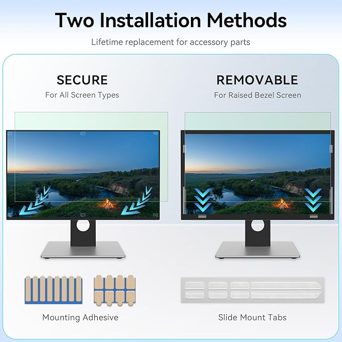 [2-Pack] 23.8 Inch Anti Blue Light Screen Protector Compatible with Lenovo Hp Dell Acer Asus Samsung etc Monitor 16:9 Aspect, Removable Anti Glare Filter Uv Blocker Shield Eye Protection Film Laptop