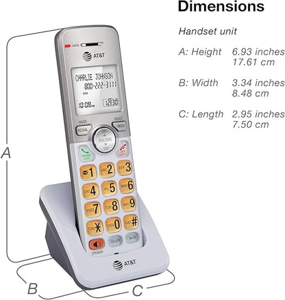 AT&T EL51303 3 Handset DECT 6.0 Cordless Home Phone Full-Duplex Handset Speakerphone,Backlit Display, Lighted Keypad,Caller ID/Call Waiting,Phonebook, Eco Mode,Voicemail Key,Quiet Mode,Intercom,Silver