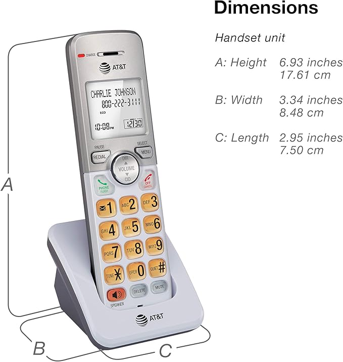 AT&T EL51203 DECT 6.0 2-Handset Cordless Phone with Full-Duplex Speakerphone, Backlit Display & Lighted Keypad, Caller ID/Call Waiting, Intercom, ECO Mode