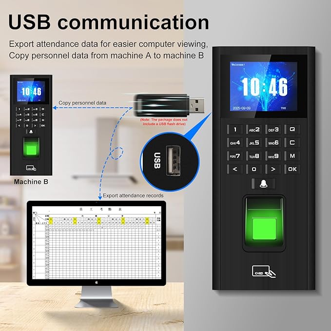 Complete Biometric Fingerprint Security Access Control System Kit, RFID T9 Keyboard Door Lock,Time and Attendance System,Smart Remote Control Door Opener,NC Cathode Lock,Doorbell,Sensor Switch