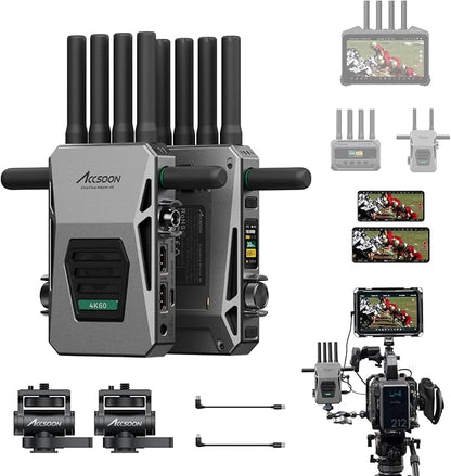 Accsoon CineView Master 4K SDI HDMI Wireless Video Transmitter&Receiver, Tri-Band 8202ft 25 ms LAT, 4K60/1080p60 1 Wired iOS+4 App Monitoring, Livestreaming Pair CineView 4K Lite/SE 4K/M7 Pro/M7H Pro