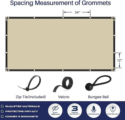 WINDSCREEN4LESS 6' x 150' Privacy Fence Screen in Beige Tan W/ Brass Grommet 85% Blockage Windscreen Outdoor Mesh Fencing Cover Netting 150GSM Fabric - Custom Size