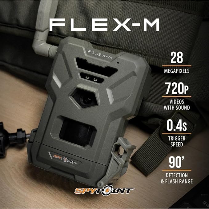 SPYPOINT Flex-M and SD Card Pack with LIT22 - Cellular Trail Cameras | Best Value in Hunting Accessories |No WiFi Needed & GPS-Enabled |Hunting Night Vision | IP65 Waterproof