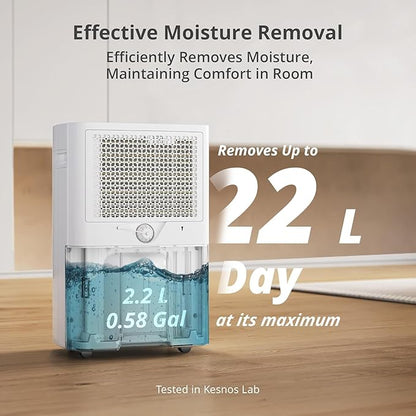 Kesnos 4500 Sq. Ft Dehumidifier for Home with Drain Hose -Ideal for Basements, Bedrooms, Bathrooms, Laundry Rooms -with Intelligent Control Panel, Front Display, 24 Hr Timer and 0.69 Gallon Water Tank