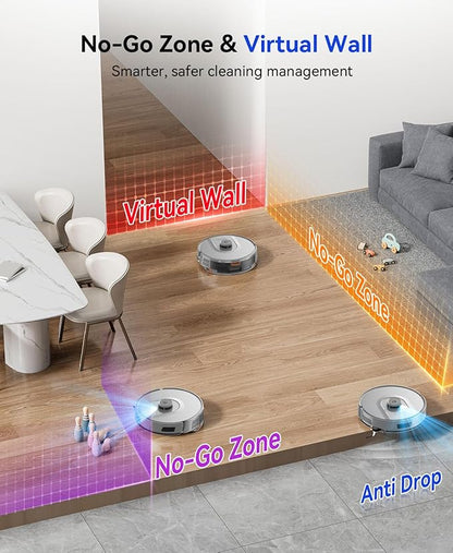 Robot Vacuum Cleaner 20,000Pa Robot Vacuum and Mop,90 Day Self Emptying Vacuum Robot,Lidar Navigation,5G/2.4GWiFi APP Aspirateur Robot,Self-Charging Robot Vacuums for Pet,Floor,Carpet R11Gray