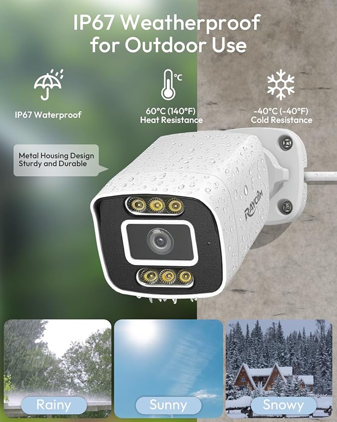 PoE Security Camera System, 6pcs Wired 5MP Outdoor IP Cameras with Color Night Vision, AI Human Detection, Two-Way Audio, 4K 8CH NVR with 3TB HDD for 24-7 Recording, No Monthly Fee