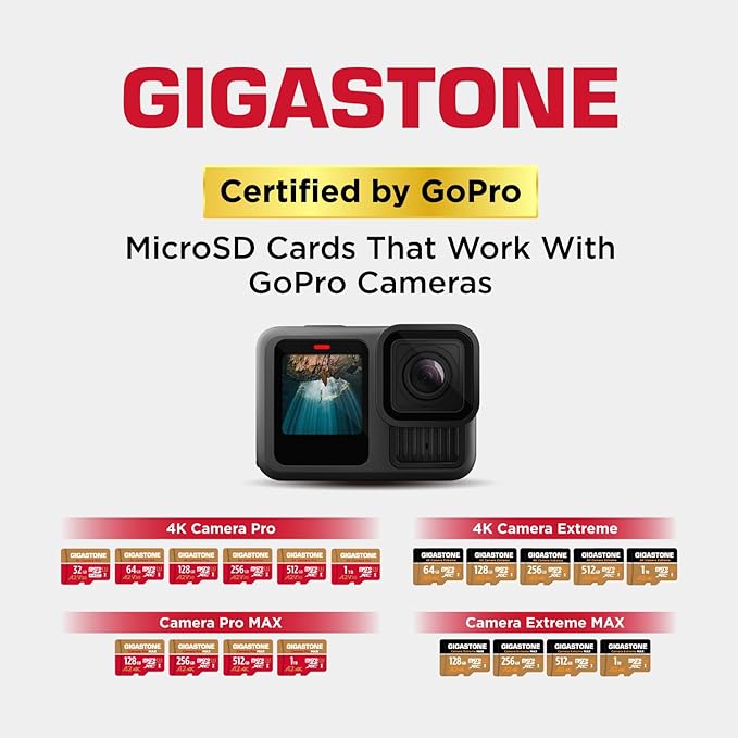 【5-Years Data Recovery】 GIGASTONE 128GB Micro SD Card with USB 3.2 Type C Card Reader, 4K Camera Pro MAX, Speed Up to 120MB/s Compatible with Gopro, DJI, Dash Cam, MicroSDXC UHS-I A2 V30 U3