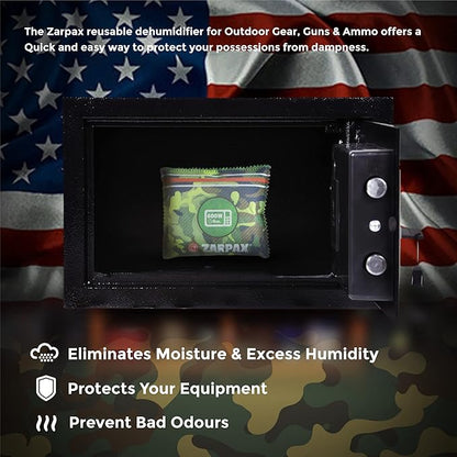 Zarpax Reusable Gun Safe Dehumidifier - The Ultimate Desiccant Bags Solution for Gun Safes, Closets, and More (8-Pack) - Prevent Excess Humidity, Moisture and Mold - Gun Safe Accessory