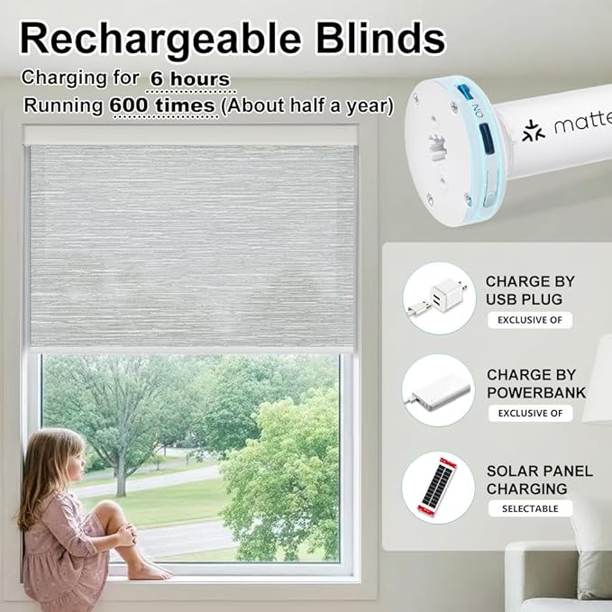 Aprilsmart Motorized Blinds with Remote,Light Filtering Motorized Roller Shades Work with Apple Homekit,Alexa,SmartThings,Google Home,Customize Blinds(Essential GREY-69)