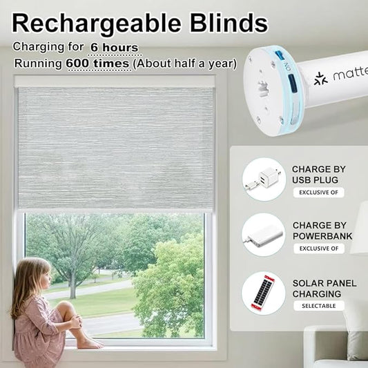 Aprilsmart Motorized Blinds with Remote,Light Filtering Motorized Roller Shades Work with Apple Homekit,Alexa,SmartThings,Google Home,Customize Blinds(Essential GREY-69)
