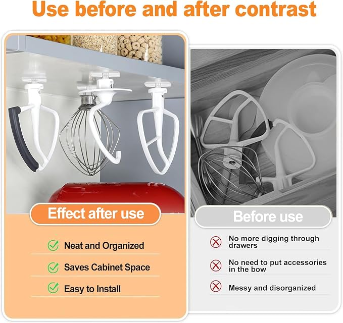 Stand Mixer Attachment Holders Compatible with Kitchenaid Mixer Accessories, for Storage Organize Your Kitchen Aid Attachments(Transparently)